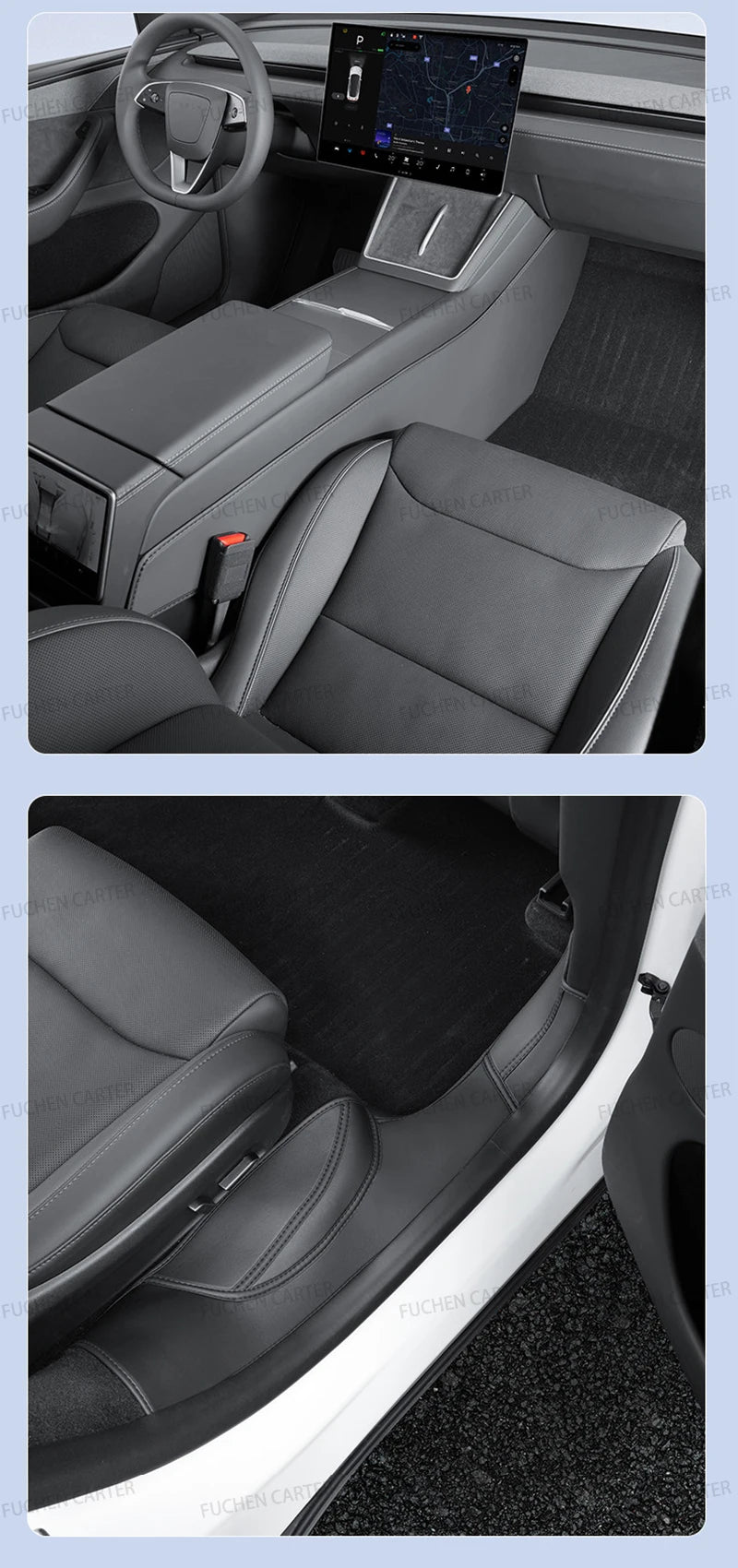 For Tesla NEW ModelYL2026 Leather Front Rear Door Sill Protector Threshold Strip Anti-kick Guard Panel Waterproof Pad Accessorie