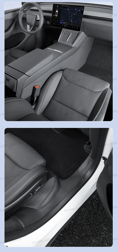 For Tesla NEW ModelYL2026 Leather Front Rear Door Sill Protector Threshold Strip Anti-kick Guard Panel Waterproof Pad Accessorie