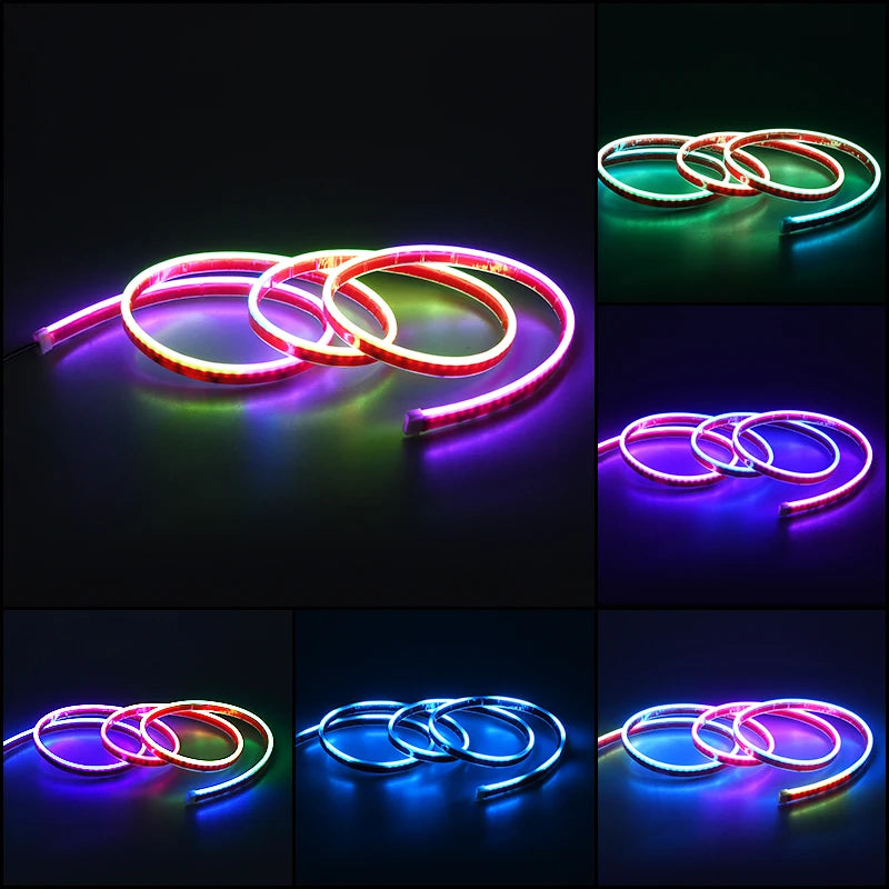 RGB Hood Light Daytime Running Lights For 12V Car APP Control Multi-function Led neon Strip Running Lights Automotive Supplies