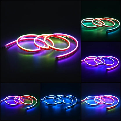 RGB Hood Light Daytime Running Lights For 12V Car APP Control Multi-function Led neon Strip Running Lights Automotive Supplies