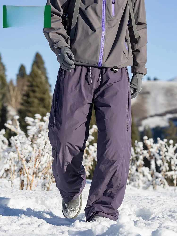 Thickened down Trousers for Men And Women Warmth Outdoor Casual Straight Leg Long Pants Duck Feather Filling Winter Fashion