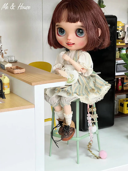 2pcs Mini Bar High Dining Chair Model 1/6 Kitchen Dollhouse Furniture Accessories OB11 BJD Lol Blyth GSC Dolls Miniatures Toys