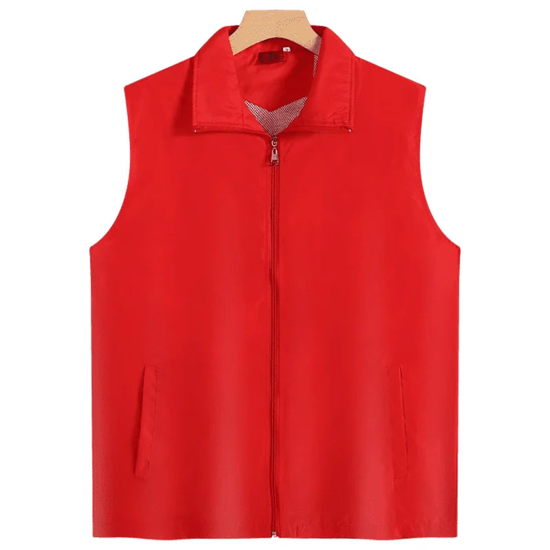 Fashion Vest Custom Logo Solid Color Sleeveless Vest Embroidery Company Team Brand Design Thin Charity Vest Print Pattern Text