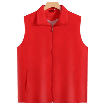 Fashion Vest Custom Logo Solid Color Sleeveless Vest Embroidery Company Team Brand Design Thin Charity Vest Print Pattern Text