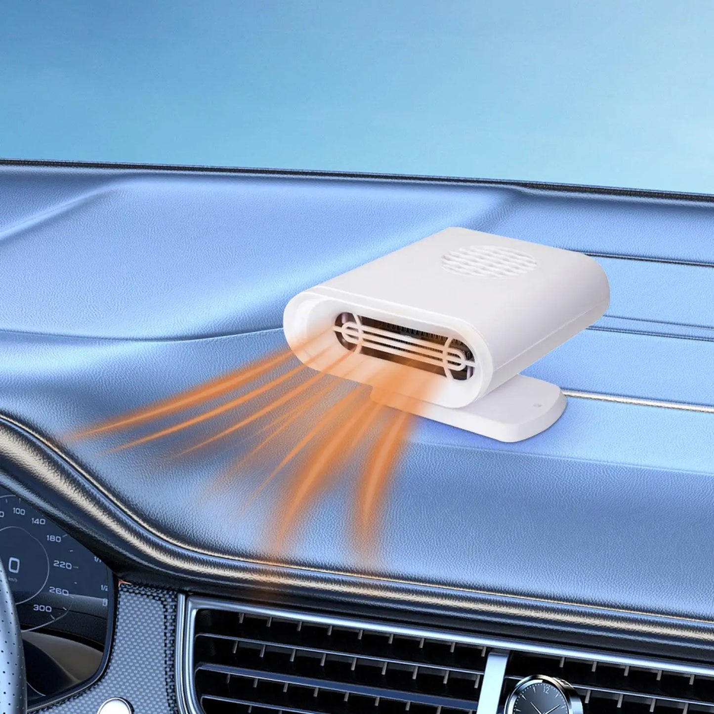 Vehicle Car Fan Heater Heating Windscreen Defogger White Windshield Defrosting 360 Degree Rotatable for Automotive Space Saving