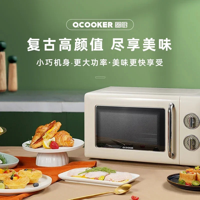 Classic Retro Microwave Oven: 20L Household Fully Automatic Turntable – Small Quick Thawing New Model