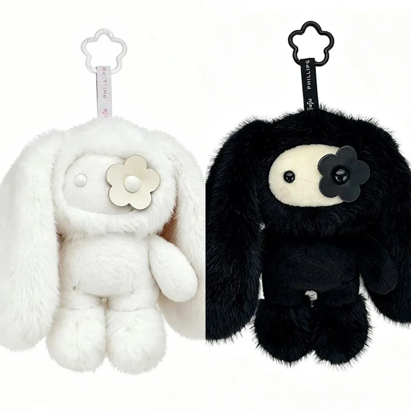 18/30cm Juju Rabbit Keychain Flower Eye Juju Rabbits Keyring Long Ears Bunny Keyring Cute Rabbit Pendant Halloween Birthday Gift