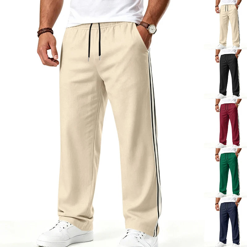 2026 Men Colorful Webbing Straight Sweatpants, Drawstring Loose Joggers For Gym Sports Wholesale EU US