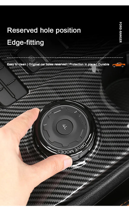 Carbon Fiber Car Interior Overlay Accessories For Ford Ranger Raptor Wildtrak T9 2022-2025, Central Gear Shift Panel Door Trim