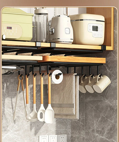 Installation-free Kitchen Cabinet Under Shelf No-Punch Large Capacity Storage Board Pot Cover Holder Towel Tissue Storage Rack