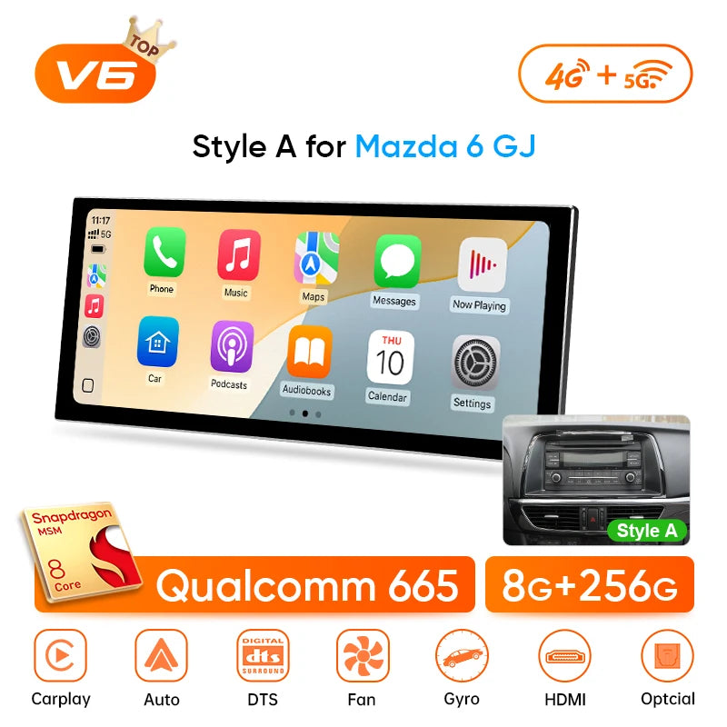 Ainavi 12.3 inch Car Radio For Mazda 6 GJ Series Atenza 2013 2014 2015 Wireless Carplay Android Auto 4G Car Multimedia Player