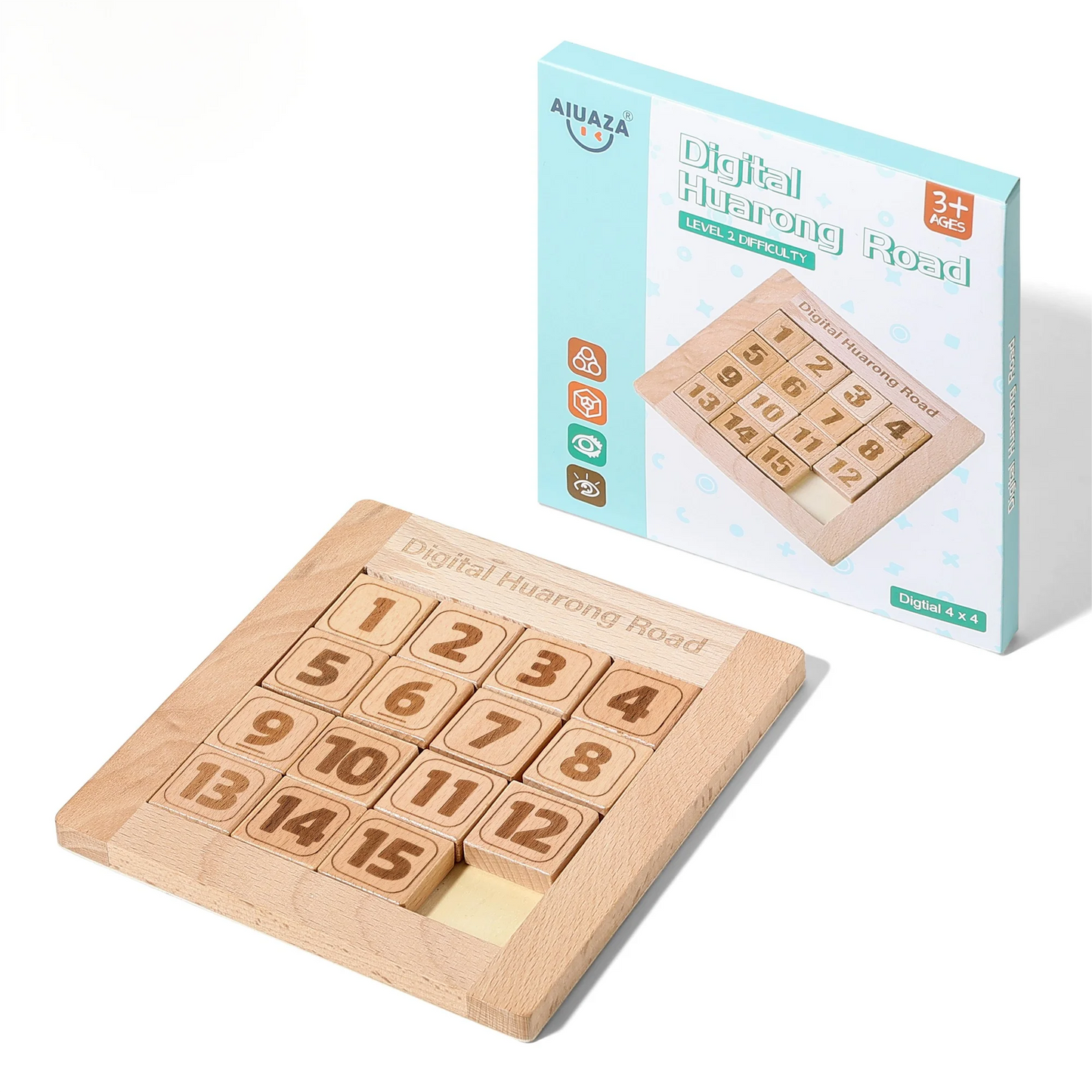 AIUAZA Wooden Number Sliding Puzzle，Brain Teasers Toy Tangram Slide Puzzle Game，Sequential Puzzles Board Game，Educational Toy