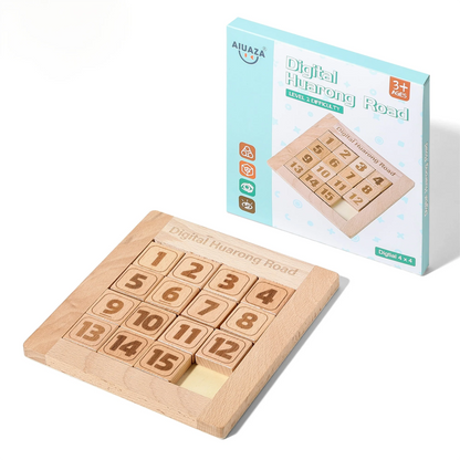 AIUAZA Wooden Number Sliding Puzzle，Brain Teasers Toy Tangram Slide Puzzle Game，Sequential Puzzles Board Game，Educational Toy