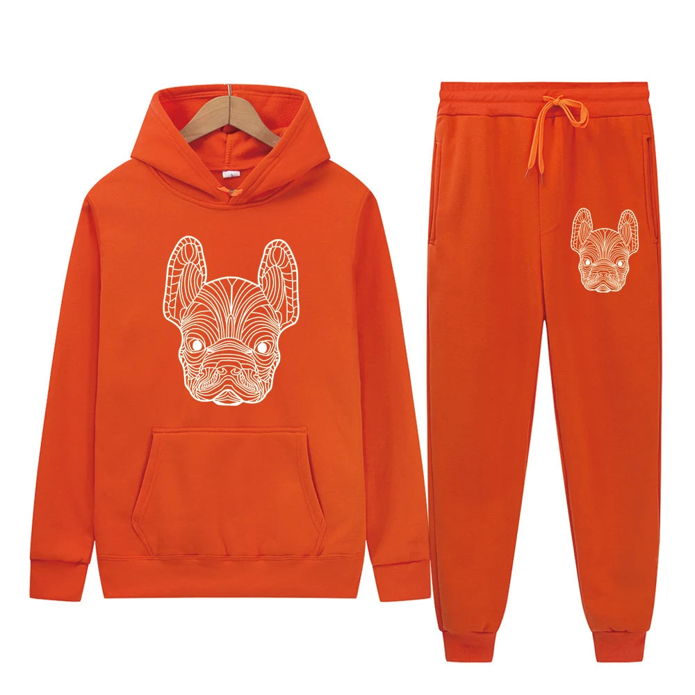 Men's and women's printed hooded sweatshirts and pants animal paw printed sportswear running autumn and winter casual fashion
