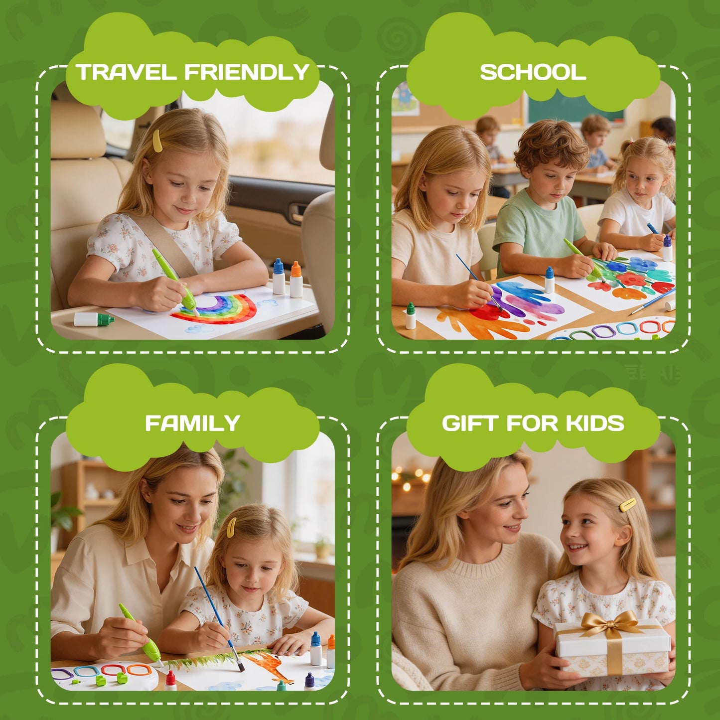 Kids Mess-Free Drawing Paint Palette, Non-Toxic Educational Toy for Children, Safe for Skin and Clothes, Ideal for Home & School