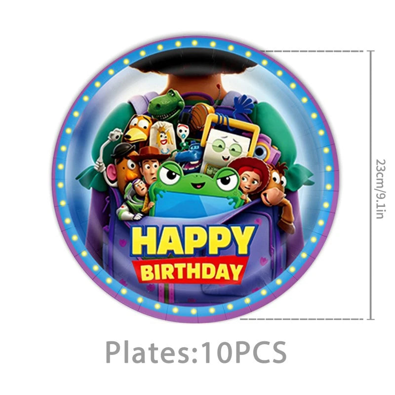 Toy Stories Theme Birthday Party DIY Decoration Toy Inspire Backdrop Hot Anime Cartoon Paper Plate Cup Birthday Party Supplies