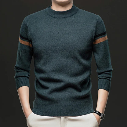New Autumn and Winter Men's Casual and Fashionable Long Sleeved Round Neck Knitted Sweater Warm and Versatile Top
