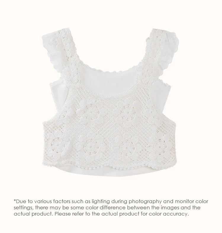 ALXNAN White Tank Tops 2026 Summer Elegant Cotton Women's Camisole Lace Fake Two-piece Design Chic Sleeveless Tops Ladies L53815