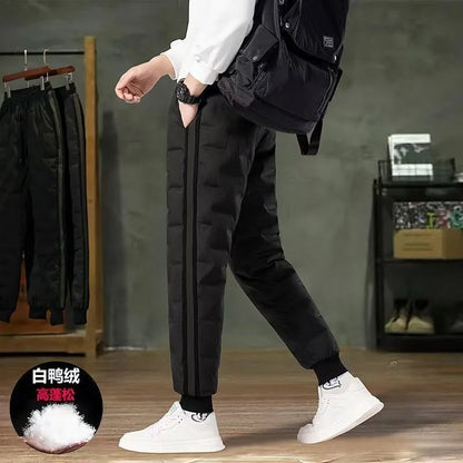 New Autumn and Winter Fashion Trend Thickened Warm Waterproof Down Pants For Men's Casual Loose Sports Plus Size Pants M-5XL