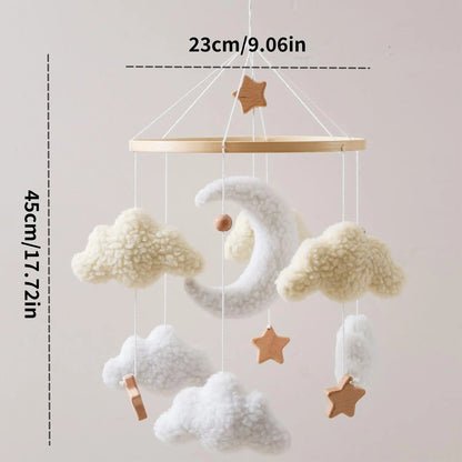 Baby Crib Mobile Wooden Bed Bell Rattle Toy Soft Plush Moon Cloud Wind Chime Pendant Newborns Comfort Bed Bell Toys Baby Gift