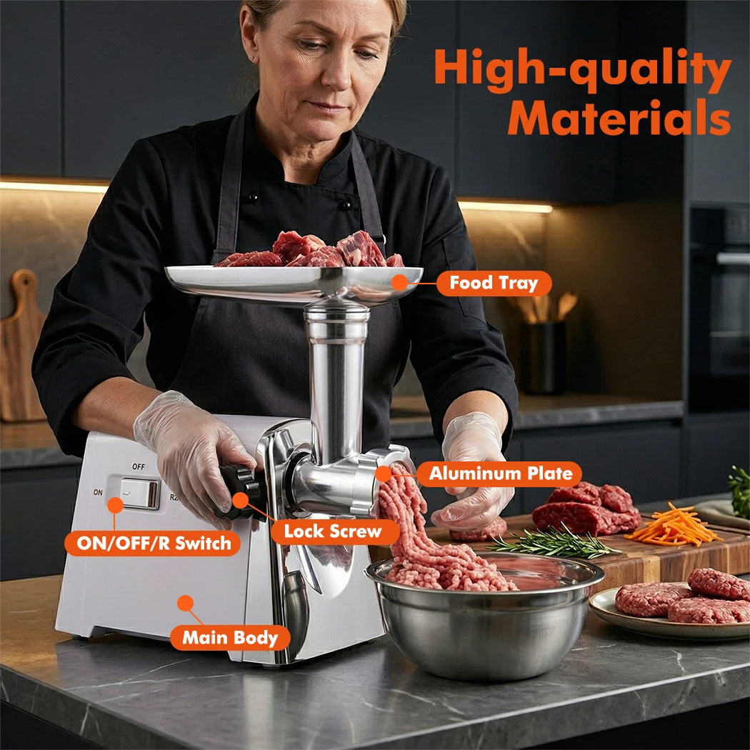PORIYA 2800W Commercial Meat Grinder Electric Mincer Sausage Maker Machine Kit Kitchen