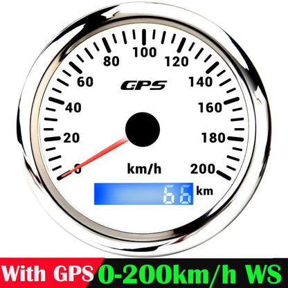 A 85MM GPS Speedometer For Motorcycle Marine Boat 30~200 Kmh Boat Car Truck Speed Gauge Meter With GPS Antenna 7 Color Backlight