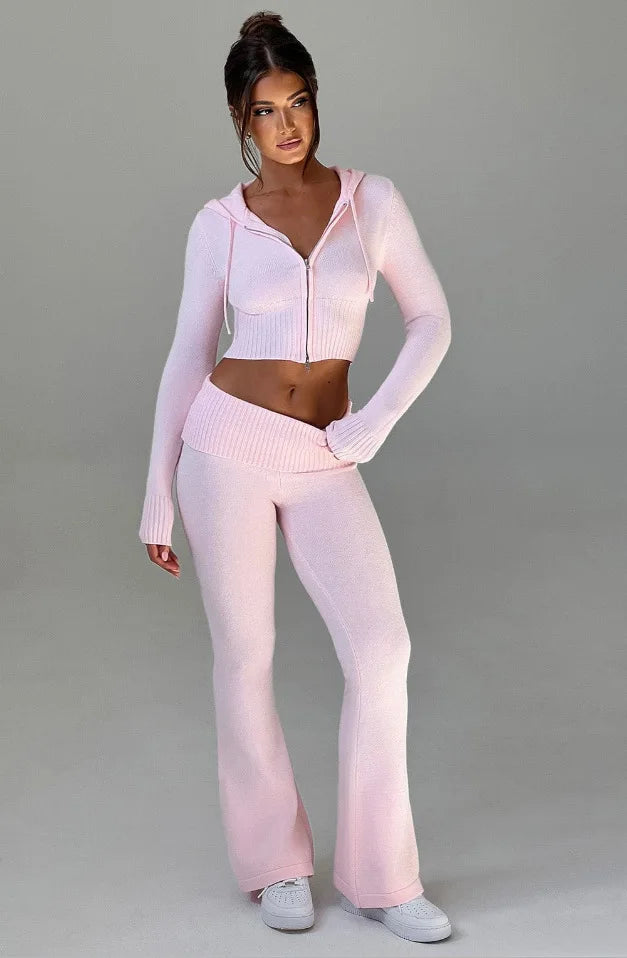 Spring New Women's Clothing Slim-fit Short Hooded Top Casual Pants Fashion Suit Women's Two-piece Set