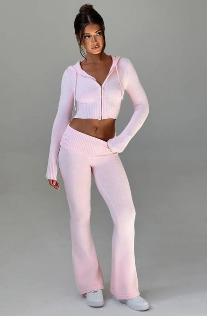 Spring New Women's Clothing Slim-fit Short Hooded Top Casual Pants Fashion Suit Women's Two-piece Set