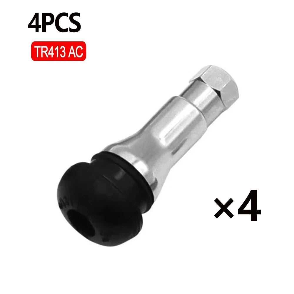 4/10/20/50Pcs Chrome Tubeless Tire Valve TR413 /414 Disc Straight Nipple Wheel Nipple Tire Valve Stems Rubber Dust Caps