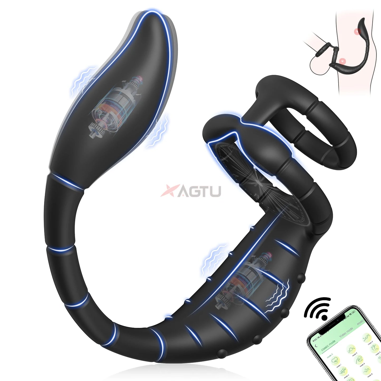Cock Ring Prostate Vibrator for Men Male Double Ring Anal Plug Vibrating Delay Ejaculation Male Masturbator Sex Toys for Men 18+