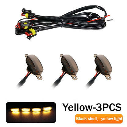 Car grille small yellow lights, eagle eye lights, front LED grille lights with wiring harness, suitable for pickups and SUVs