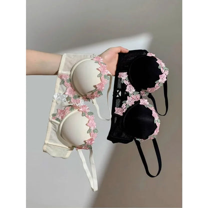 Sweet Innocent Japanese Style Lingerie Set Cute Soft Wireless Bra Gathered Push Up Thin Fabric Summer Lightweight Underwear S-XL