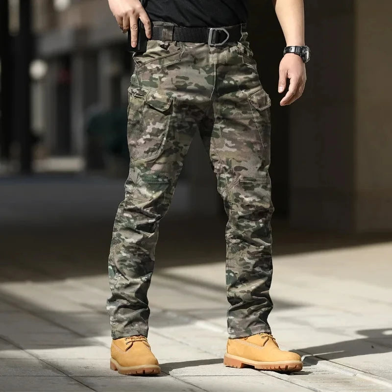 Men'S Tactical Cargo Pants - Softshell, Stretchy Fabric, Multiple Pockets, Button Fly, No Belt, All-Season Outdoor Training Pant