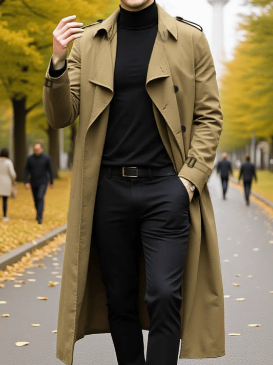 Men's Fashion Trench Coat For Autumn Winter Thickened Warm Outerwear Popular Style Commute Essential