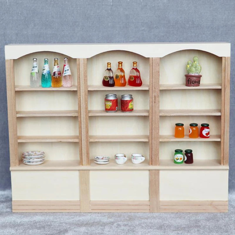 1:12 Dollhouse Miniature Bookcase Showcase Storage Cabinet Locker Display Cabinet Home Furniture Model Toy DollHouse Accessory