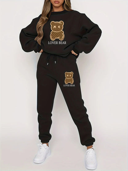 Autumn Winter Black Sweater Set Women's Loose Fit