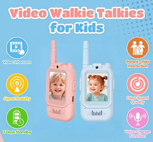Video Walkie Talkies for Kids 2 Pack Rechargeable Toddler Toys for Indoor Camping Travel Birthday Gfits for Kids Ages 3-12