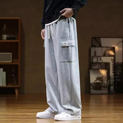 Autumn Sweatpants Cotton Men Baggy Joggers Cargo Pants Korean Neutral Breathable Loose Outdoor Solid color Wide legged Trousers