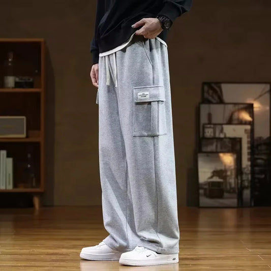 Autumn Sweatpants Cotton Men Baggy Joggers Cargo Pants Korean Neutral Breathable Loose Outdoor Solid color Wide legged Trousers