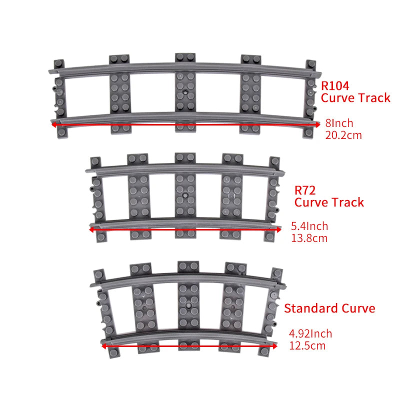 MOC City Bricks Train Flexible Construction Parts Railway Curve Track R104 Building Blocks Model Accessories Compatible 53401
