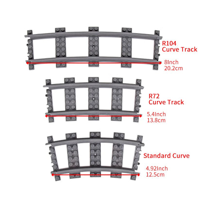 MOC City Bricks Train Flexible Construction Parts Railway Curve Track R104 Building Blocks Model Accessories Compatible 53401