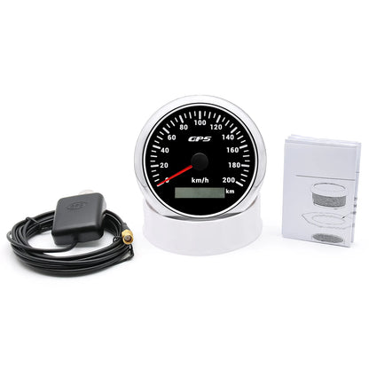 A 85MM GPS Speedometer For Motorcycle Marine Boat 30~200 Kmh Boat Car Truck Speed Gauge Meter With GPS Antenna 7 Color Backlight