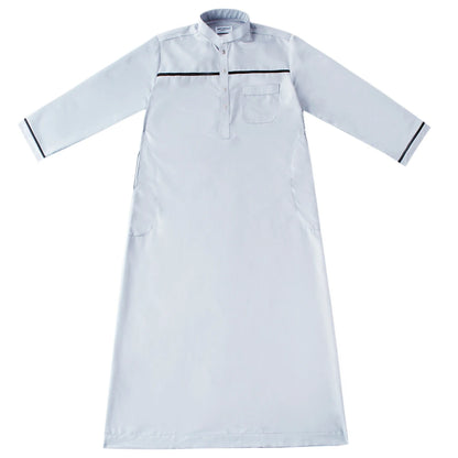 TH818 Men's Muslim Middle Eastern Men Long Sleeves Stand Collar Color-matching Button Robe Ramadan Eid Jubba Thobe