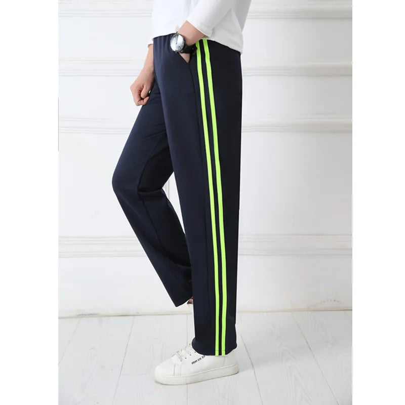 Navy blue Unisex New Track Pants Casual Sweatpants mens Striped Bastic Trousers Straight Pants Joggers Simple Work Pants