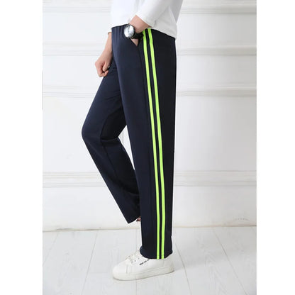 Navy blue Unisex New Track Pants Casual Sweatpants mens Striped Bastic Trousers Straight Pants Joggers Simple Work Pants