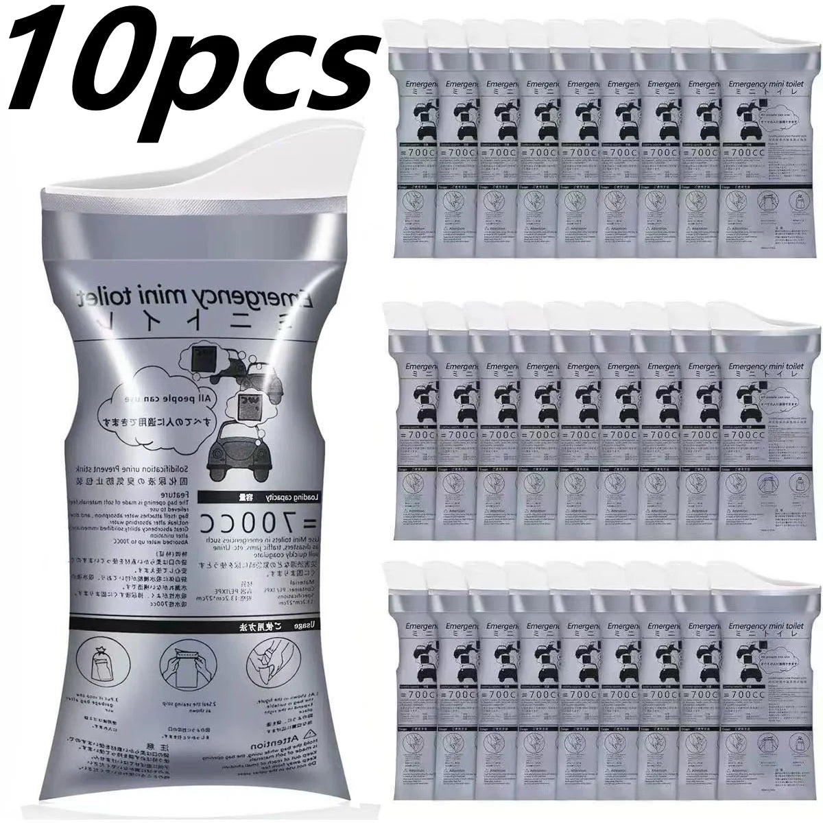 Disposable Urine & Vomit Bags, 700ML Portable Urinal for Women/Men, Emergency Travel, Camping, Traffic Jam, Pregnant, Patient