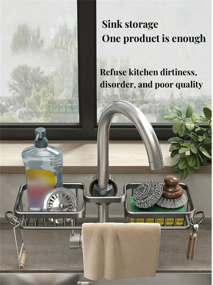 Kitchen Sink Drain Rack Sponge Storage Flexible Faucet Holder Soap Drainer Towel Rack Shelf Organizer Kitchen Accessories