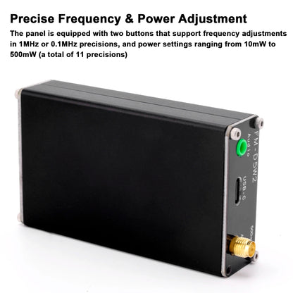 2KM 0.5W FM Transmitter 76M-108Mhz Digital Display Stereo FM Transmit TYPE-C USB Churches CAR Radio Broadcast Campus Station