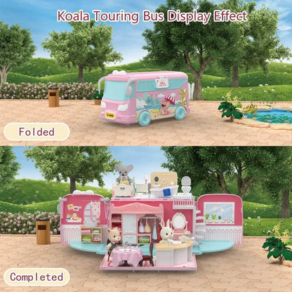 Dollhouse Koala Tour Bus Diary Girl Play House Toy Diy Bedroom Dresser Dining Kitchen Bathroom Shop Pretend Family Toys Girls