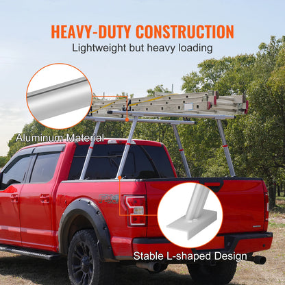 SucceBuy Truck Rack 800 lbs Capacity 71"x31" Aluminum Ladder Rack for Truck with 8 Non-Drilling C-clamps, Heavy Duty Truck Bed